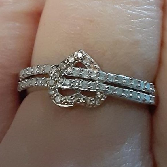 .28ctw. Champagne And White Diamond Heart Band Ring - Picture 3 of 8